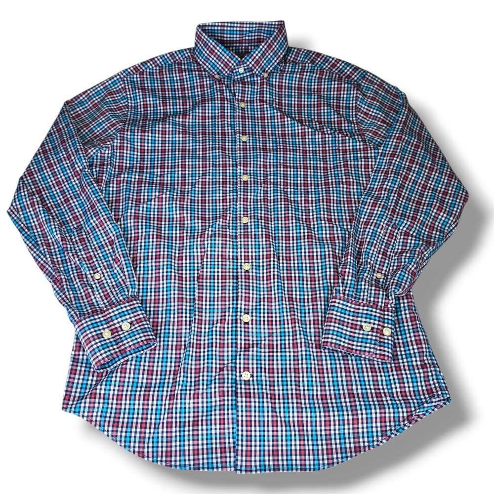 Peter Millar Summer Comfort Button Down Shirt Mens Medium Check Performance Golf - Picture 2 of 9